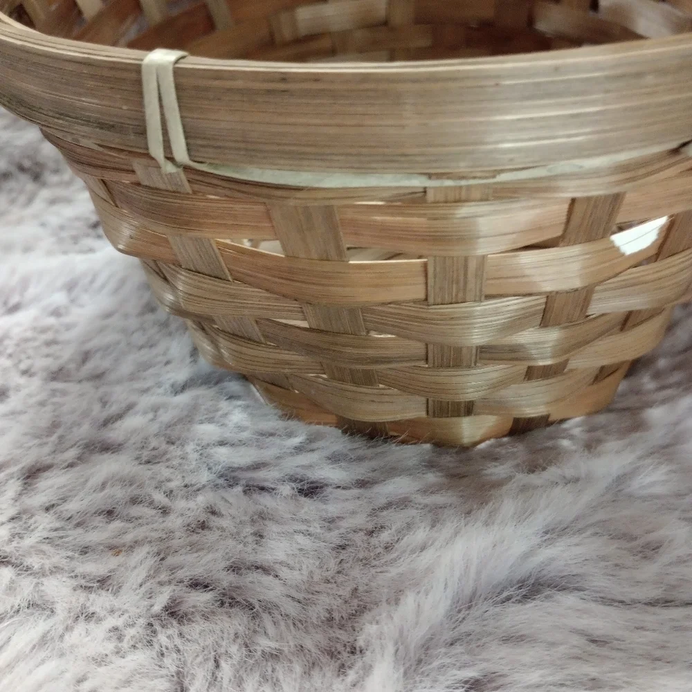 Small brown Home Goods countrycore oval wicker basket bow and movable handle